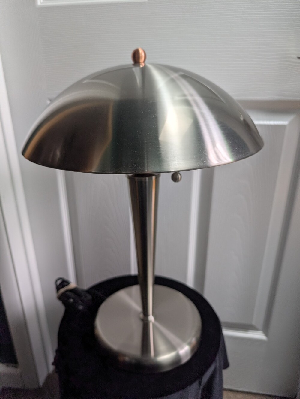 Vintage Silver Dome Alien Spaceship Table Lamp